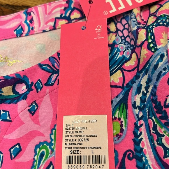 Lilly Pulitzer Sophiletta Dress Plumeria Pink Strut Your Stuff size Large NWT - Picture 7 of 8